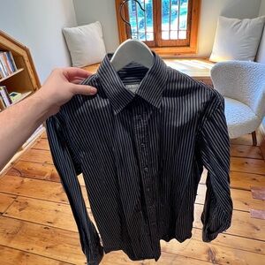 Armani Exchange Dark Blue with Black Stripes Button Down